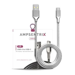 AmpSentrix Infinity 3 ft USB-C to USB-A Cable