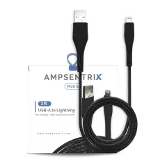 AmpSentrix 3 ft Non-MFI Lightning to USB-A Cable (Matrix)