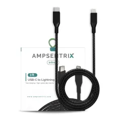 AmpSentrix Infinity 3 ft Non-MFI Lightning to USB-C Cable